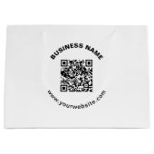 QR-Code mit Firmenname Fett Kreistext Große Geschenktüte (Vorderseite)