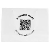 QR-Code mit Firmenname Fett Kreistext Große Geschenktüte (Rückseite)