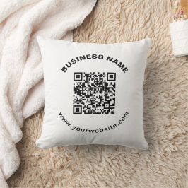 QR-Code mit Firmenname Fett Kreistext Kissen