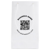 QR-Code mit Firmenname Fett Kreistext Kleine Geschenktüte (Vorderseite)