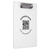 QR-Code mit Firmenname Fett Kreistext Klemmbrett (Rechts)