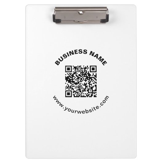 QR-Code mit Firmenname Fett Kreistext Klemmbrett (Vorderseite)