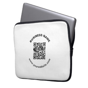 QR-Code mit Firmenname Fett Kreistext Laptopschutzhülle