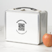 QR-Code mit Firmenname Fett Kreistext Metall Brotdose (Beispiel)