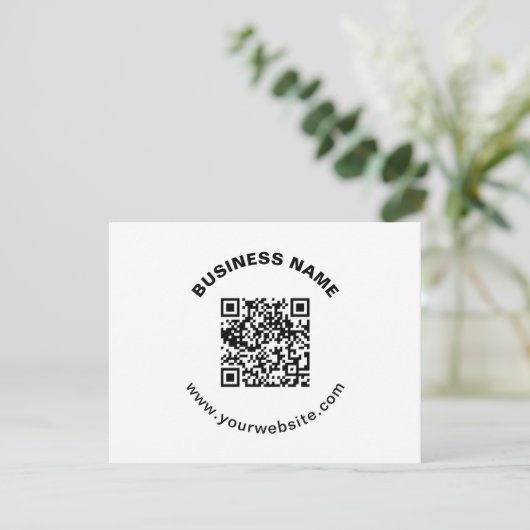 QR-Code mit Firmenname Fett Kreistext Mitteilungskarte (Stehend Vorderseite)