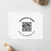 QR-Code mit Firmenname Fett Kreistext Mitteilungskarte (Vorderseite/Rückseite Beispiel)