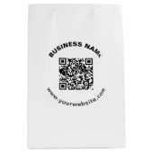 QR-Code mit Firmenname Fett Kreistext Mittlere Geschenktüte (Vorderseite)