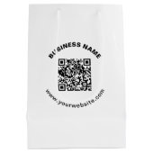 QR-Code mit Firmenname Fett Kreistext Mittlere Geschenktüte (Rückseite)