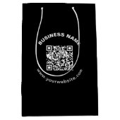 QR-Code mit Firmenname Fett Kreistext Mittlere Geschenktüte (Vorderseite)