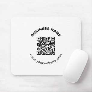 QR-Code mit Firmenname Fett Kreistext Mousepad