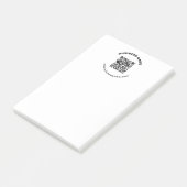 QR-Code mit Firmenname Fett Kreistext Post-it Klebezettel (angewinkelt)