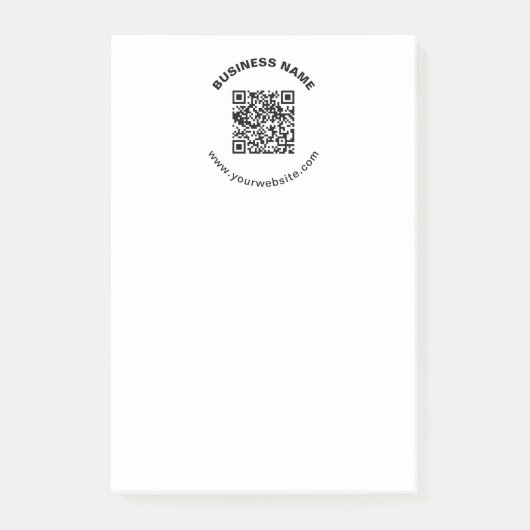 QR-Code mit Firmenname Fett Kreistext Post-it Klebezettel (Vorderseite)