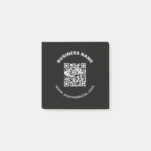 QR-Code mit Firmenname Fett Kreistext Post-it Klebezettel (Vorderseite)