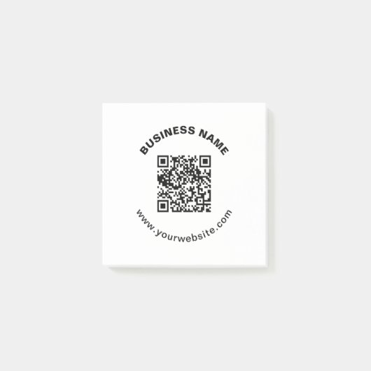 QR-Code mit Firmenname Fett Kreistext Post-it Klebezettel (Vorderseite)