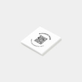 QR-Code mit Firmenname Fett Kreistext Post-it Klebezettel (angewinkelt)