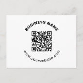 QR-Code mit Firmenname Fett Kreistext Postkarte (Vorderseite)
