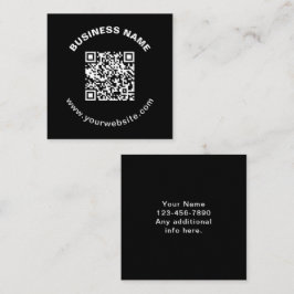 QR-Code mit Firmenname Fett Kreistext Quadratische Visitenkarte