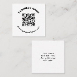 QR-Code mit Firmenname Fett Kreistext Quadratische Visitenkarte