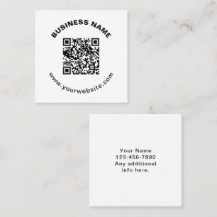 QR-Code mit Firmenname Fett Kreistext Quadratische Visitenkarte