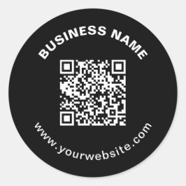 QR-Code mit Firmenname Fett Kreistext Runder Aufkleber