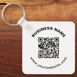 QR-Code mit Firmenname Fett Kreistext Schlüsselanhänger