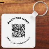 QR-Code mit Firmenname Fett Kreistext Schlüsselanhänger (Rückseite)
