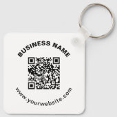 QR-Code mit Firmenname Fett Kreistext Schlüsselanhänger (Rückseite)
