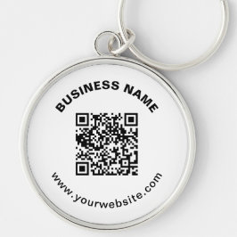 QR-Code mit Firmenname Fett Kreistext Schlüsselanhänger
