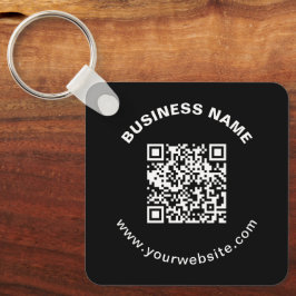 QR-Code mit Firmenname Fett Kreistext Schlüsselanhänger
