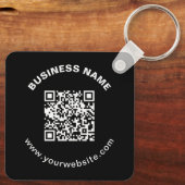 QR-Code mit Firmenname Fett Kreistext Schlüsselanhänger (Rückseite)