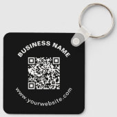 QR-Code mit Firmenname Fett Kreistext Schlüsselanhänger (Rückseite)