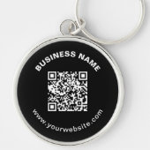 QR-Code mit Firmenname Fett Kreistext Schlüsselanhänger (Vorne)