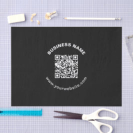 QR-Code mit Firmenname Fett Kreistext Seidenpapier
