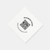 QR-Code mit Firmenname Fett Kreistext Serviette (Ecke)