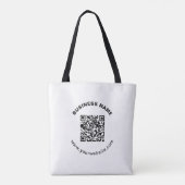 QR-Code mit Firmenname Fett Kreistext Tasche (Rückseite)