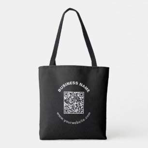 QR-Code mit Firmenname Fett Kreistext Tasche