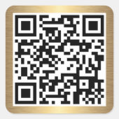 QR-Code mit goldenem Gradientenrand Quadratischer Aufkleber (Vorderseite)