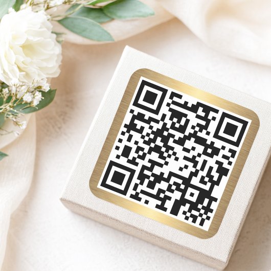 QR-Code mit goldenem Gradientenrand Quadratischer Aufkleber