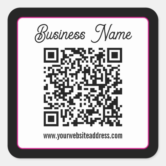 QR-Code mit kursorischer Handschrift Quadratischer Aufkleber (Vorderseite)