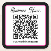 QR-Code mit kursorischer Handschrift Rechteckiger Pappuntersetzer (Vorderseite)