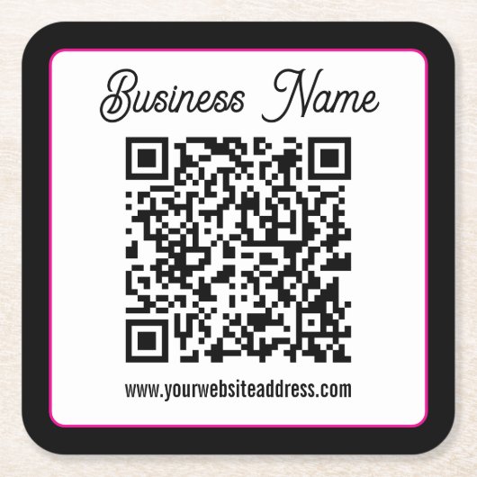 QR-Code mit kursorischer Handschrift Rechteckiger Pappuntersetzer (Vorderseite)