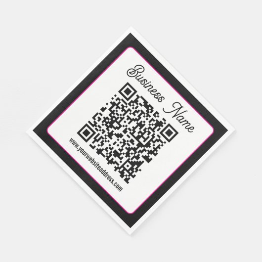 QR-Code mit kursorischer Handschrift Serviette (Ecke)