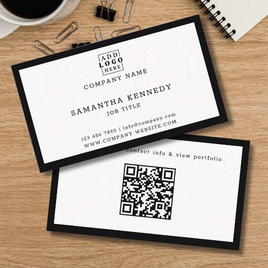 QR-Code mit schwarzer Umrandung, professionelles i Visitenkarte