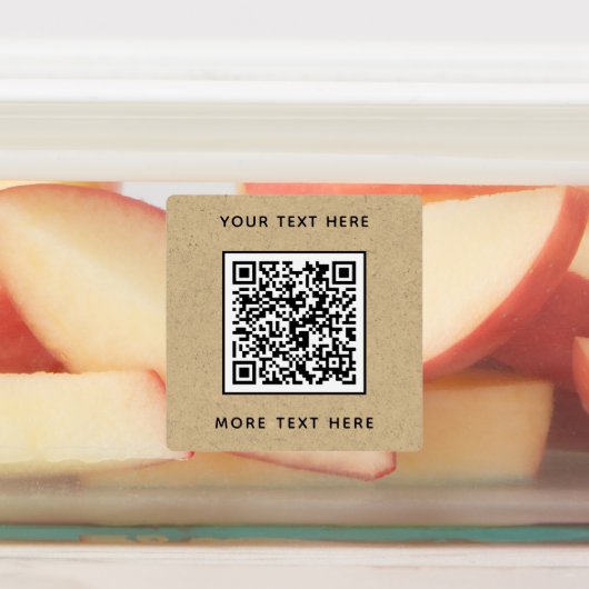 QR-Code mit Text-Brown Paper Business Etiketten (Befestigt)