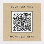 QR-Code mit Text-Brown Paper Business Etiketten (Design 1)