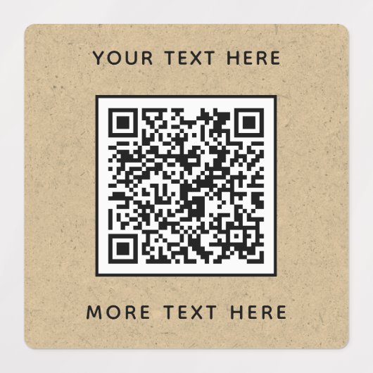 QR-Code mit Text-Brown Paper Business Etiketten (Design 1)