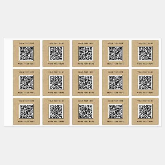 QR-Code mit Text-Brown Paper Business Etiketten (Blatt)
