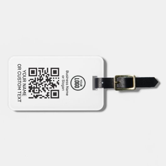 QR-Code mit Text und Logo Gepäckanhänger (Vorderseite horizontal)