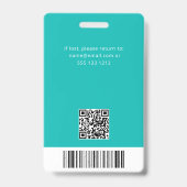 QR-Code Mitarbeiter-Foto Aquamarines Abzeichen Ausweis (Rückseite)