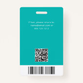 QR-Code Mitarbeiter-Foto Aquamarines Abzeichen Ausweis (Rückseite)